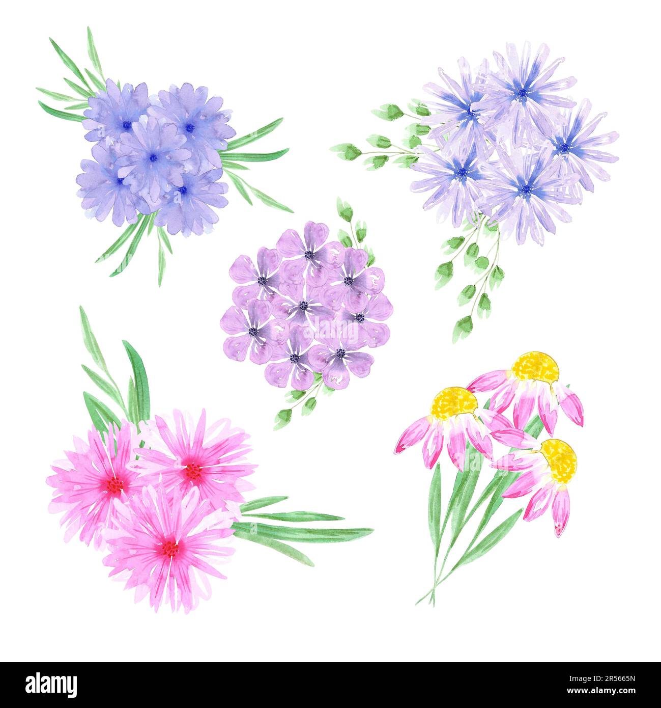 Abstract flowers. Hand drawn watercolor isolated on white background ...