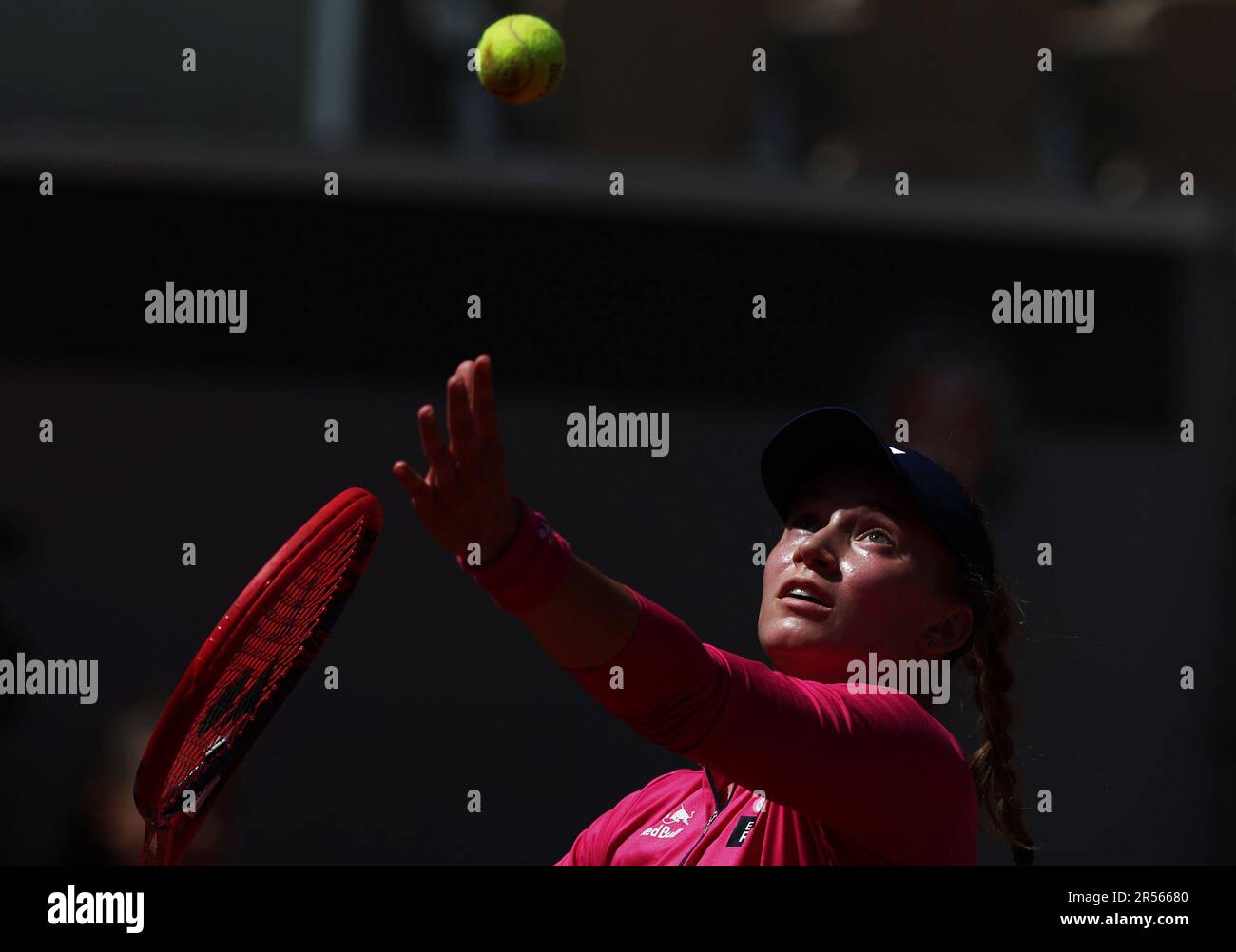 paris-france-1st-june-2023-elena-rybakina-serves-during-the-women-s