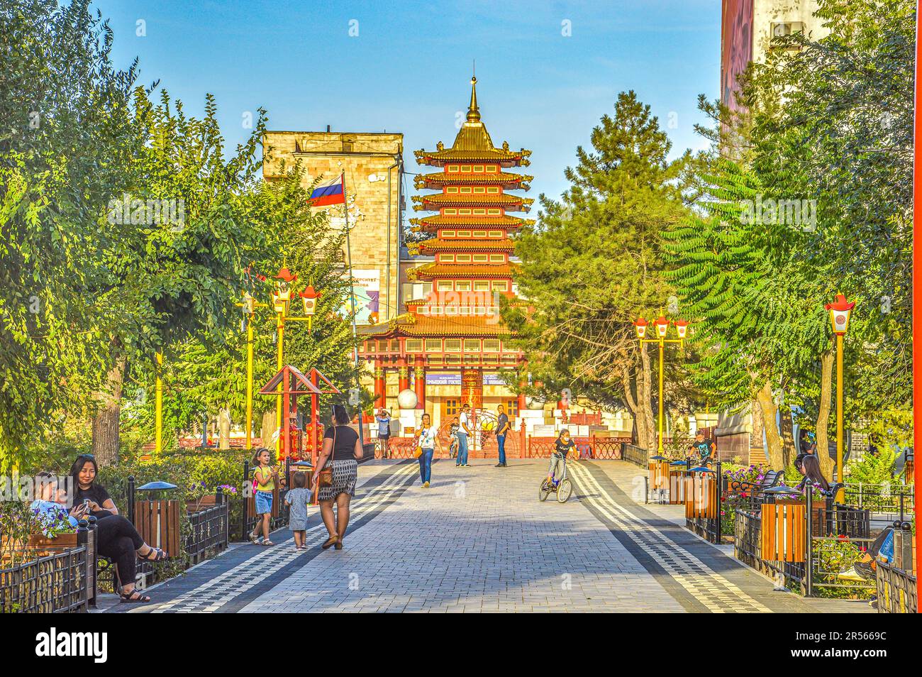 Elista, Republic of Kalmykia, Russia. 08.27.2020. Seven Days Pagoda Stock Photo