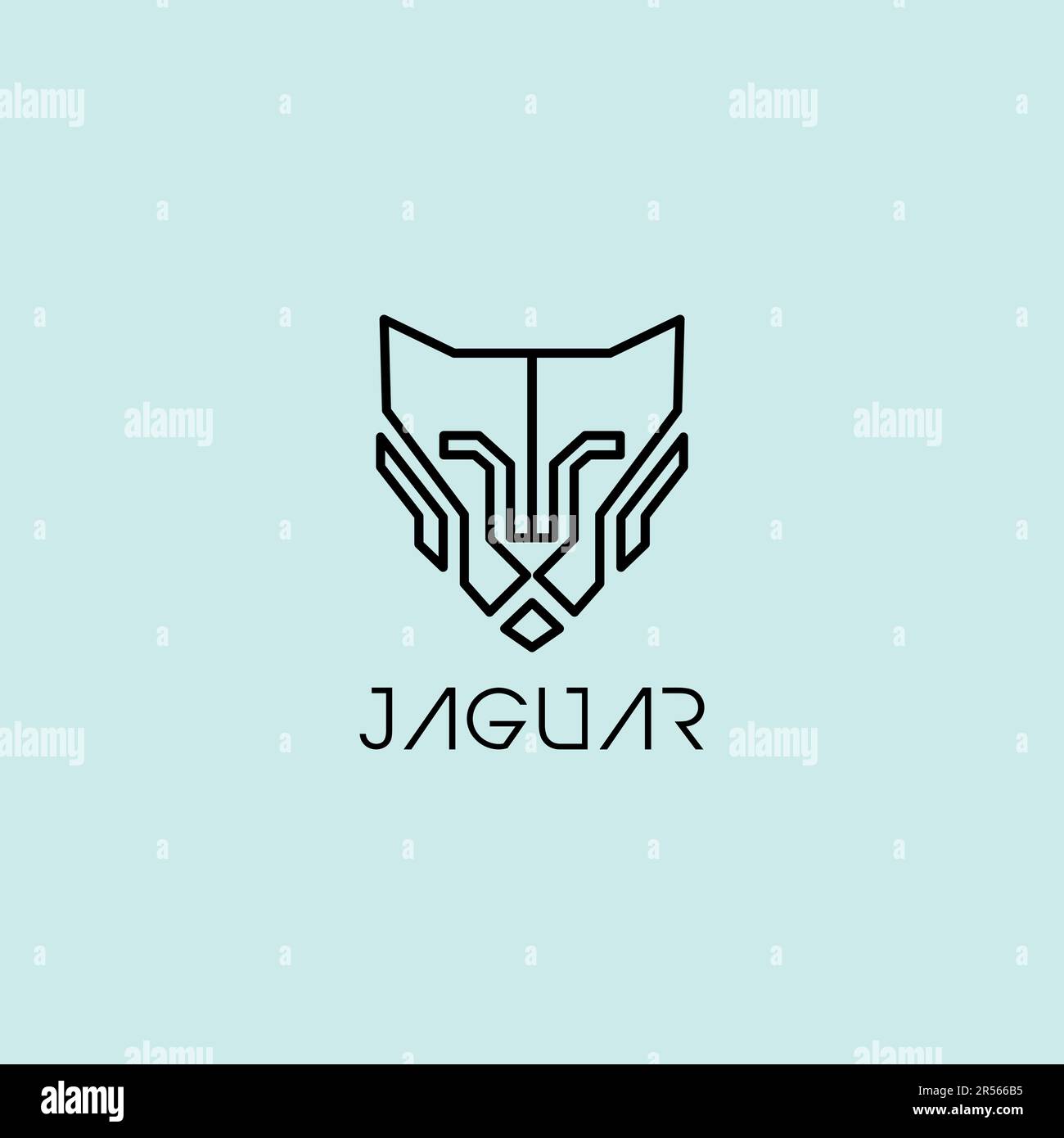 Jaguar Line Logo. Tiger Head Logo Design Stock Vector