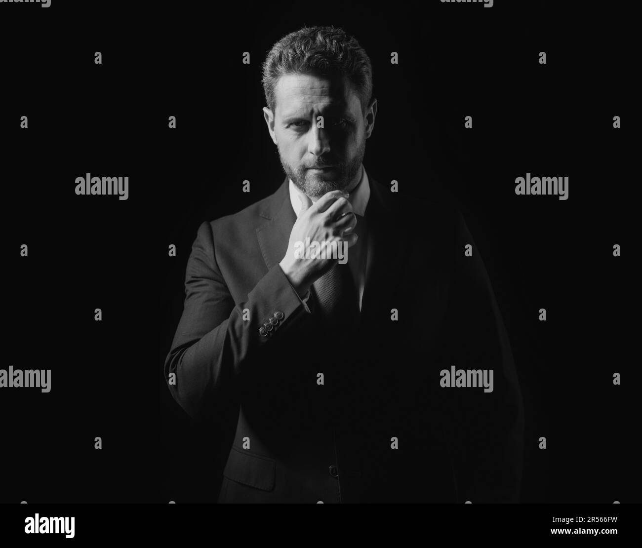 Thoughtful mature middle aged Black and White Stock Photos & Images - Alamy