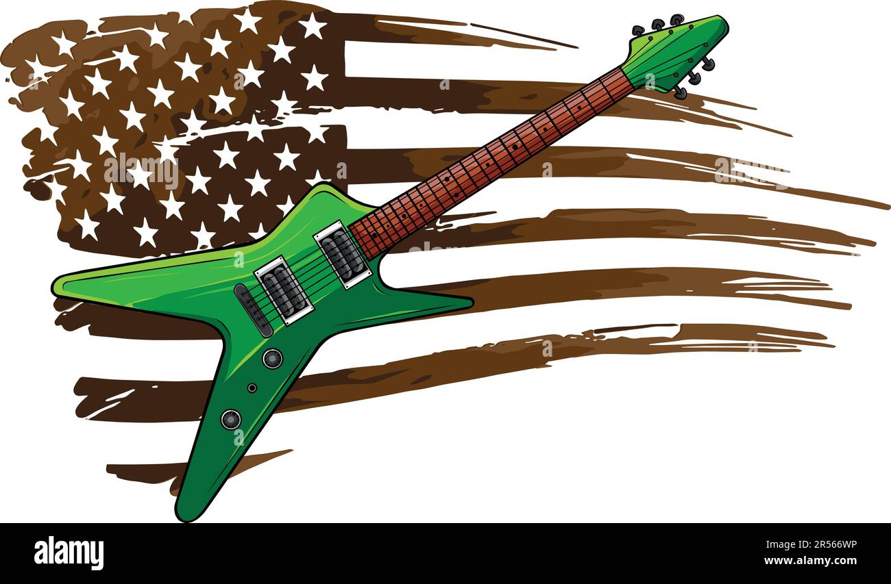 vector illustration of guitar with American Flag Stock Vector Image ...