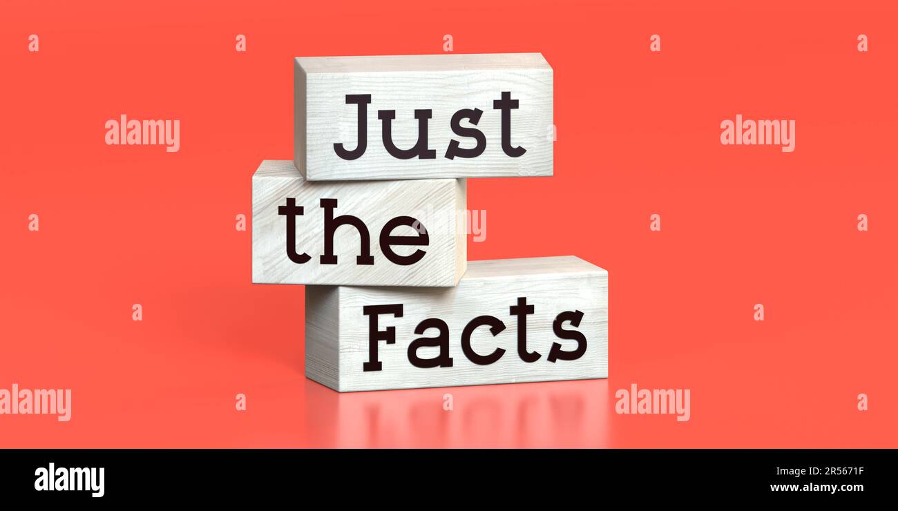 Just the facts - words on wooden blocks - 3D illustration Stock Photo