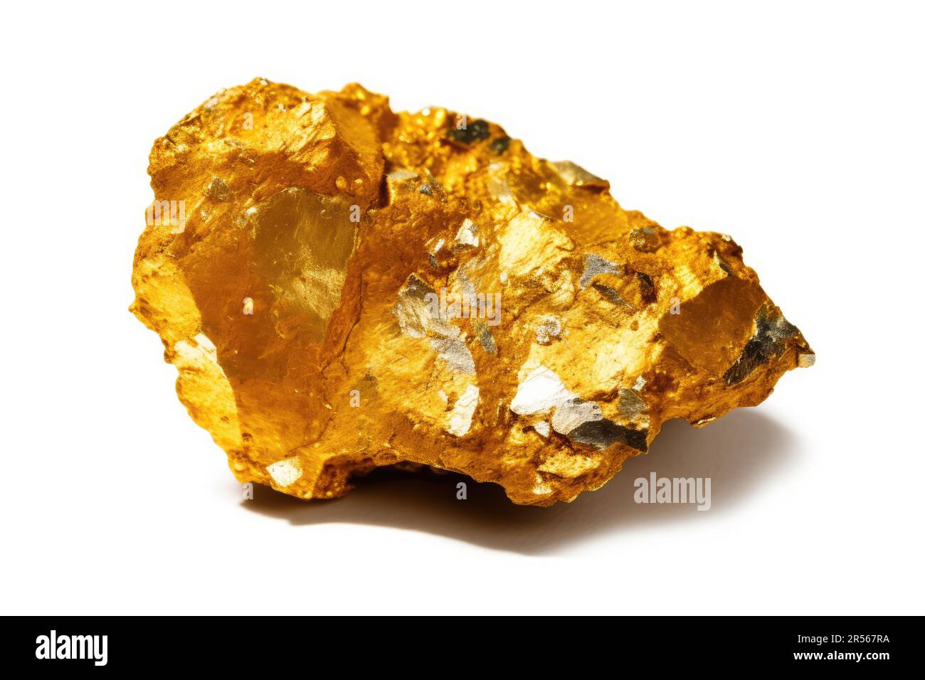 Gold nugget isolated on white background Stock Photo - Alamy