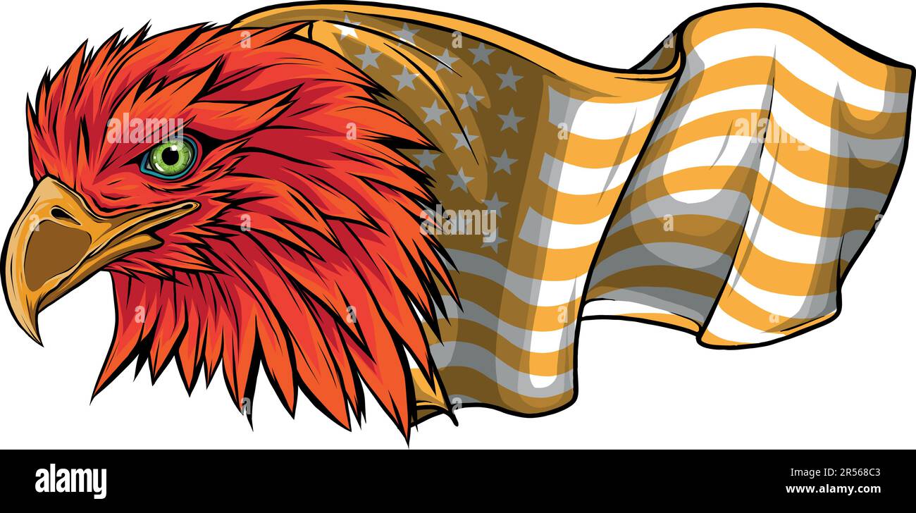vector illustration of eagle head with american flag Stock Vector Image ...