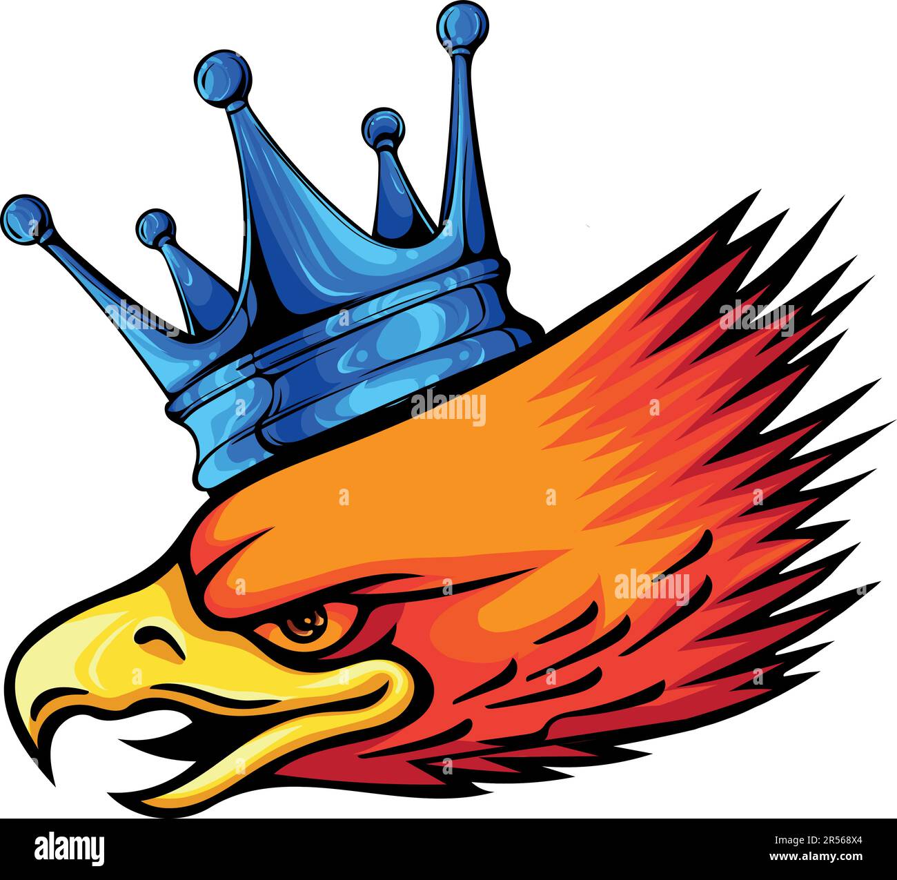 vector illustration of eagle head with crown on white background Stock ...