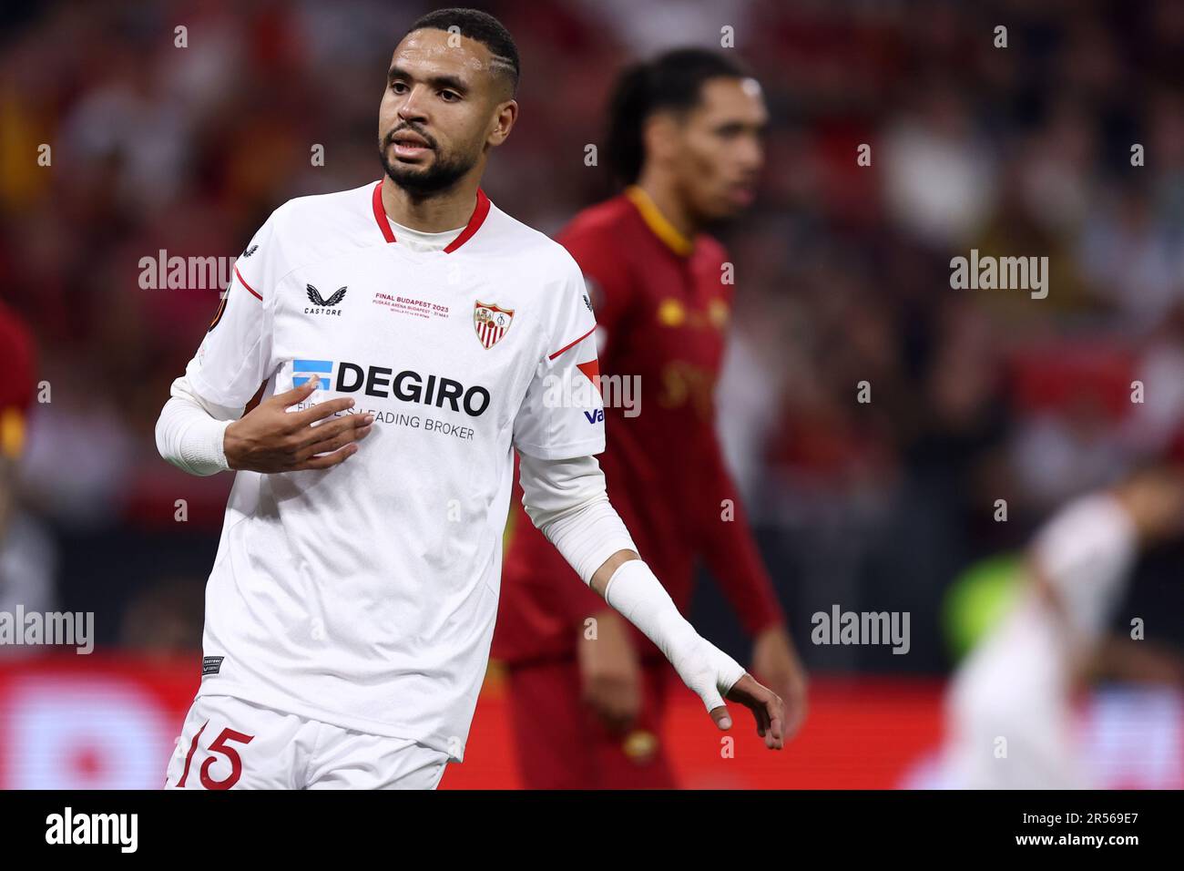 Budapest, Hungary. 31st May, 2023. Youssef En-Nesyri of Sevilla FC looks on during the Uefa Europa League final match beetween Sevilla Fc and As Roma at Puskas Arena on May 31 2023 in Budapest, Hungary . Credit: Marco Canoniero/Alamy Live News Stock Photo