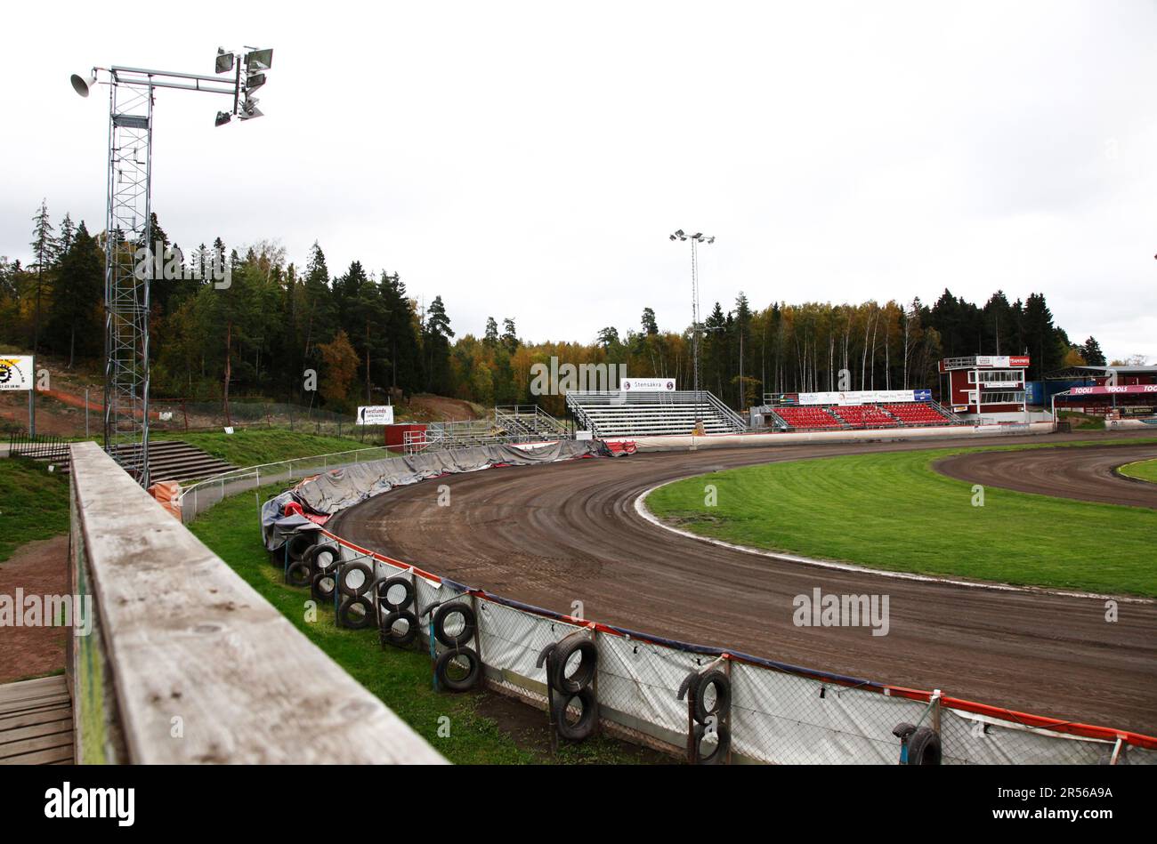 The speedway arena for the speedway team Piraterna, Motala, Sweden. Stock Photo