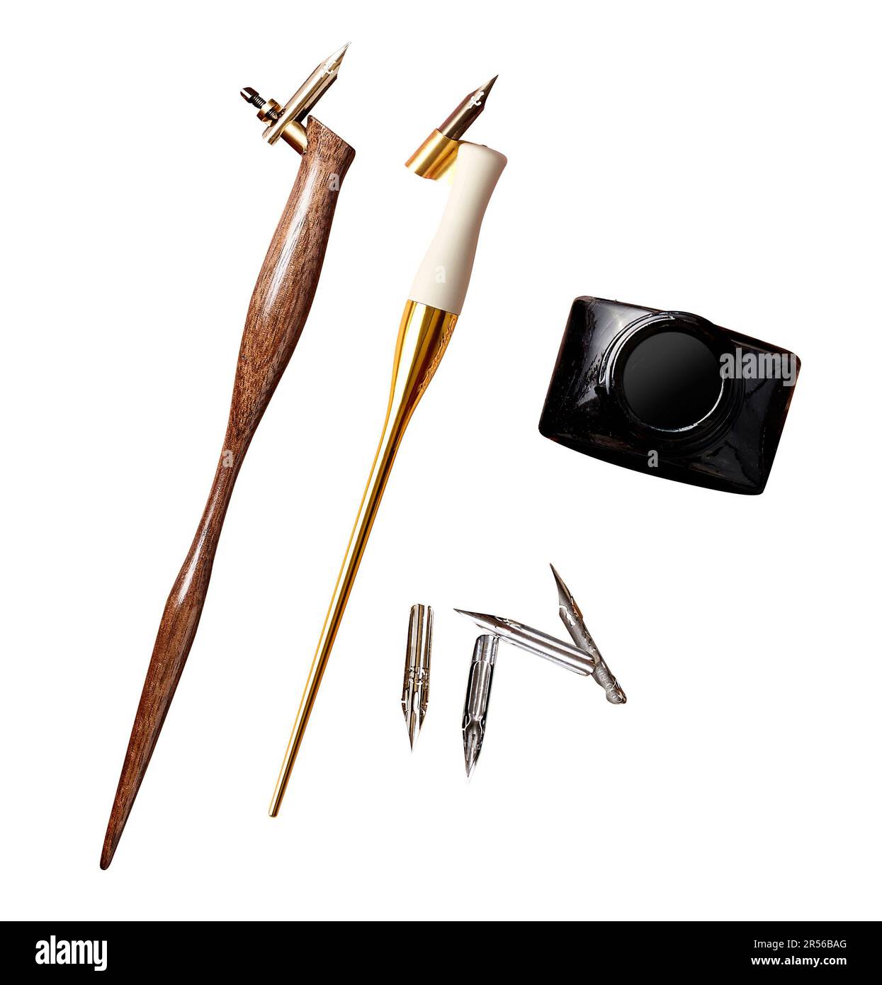 Traditional calligraphy pencils isolated in white background