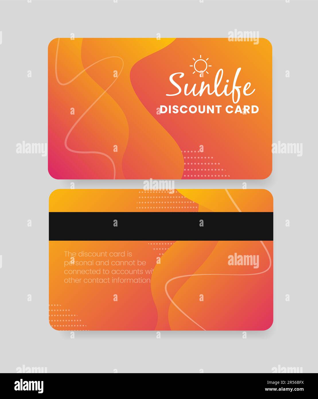 A discount card. Loyal customer card with abstract background, sun and
