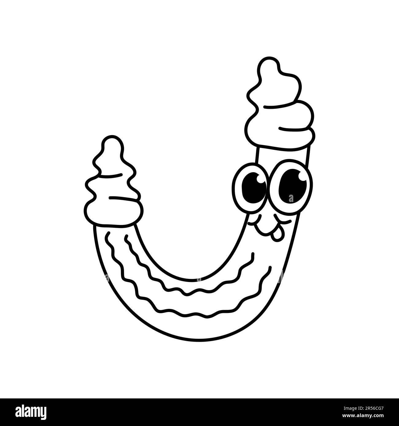 Jcone ice cream. Jipangyi corn pipe Korean snack. Vector outline