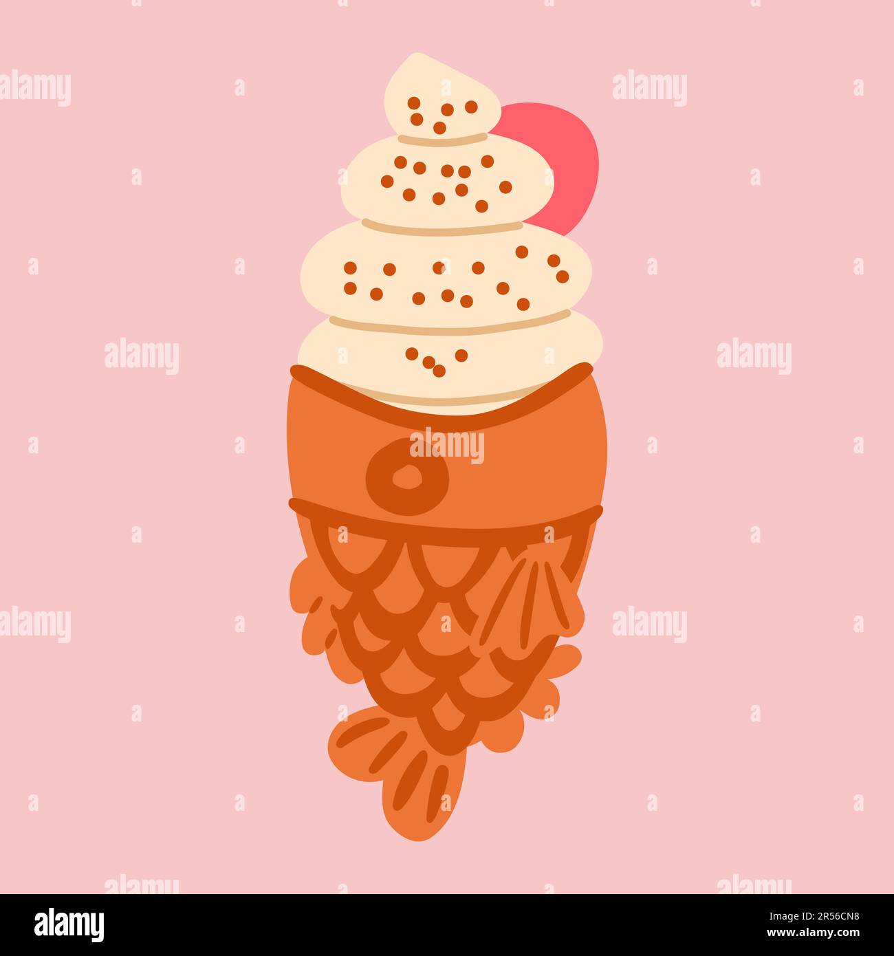 Taiyaki aisukurimu. Taiyaki ice cream vector illustration.  Stock Vector