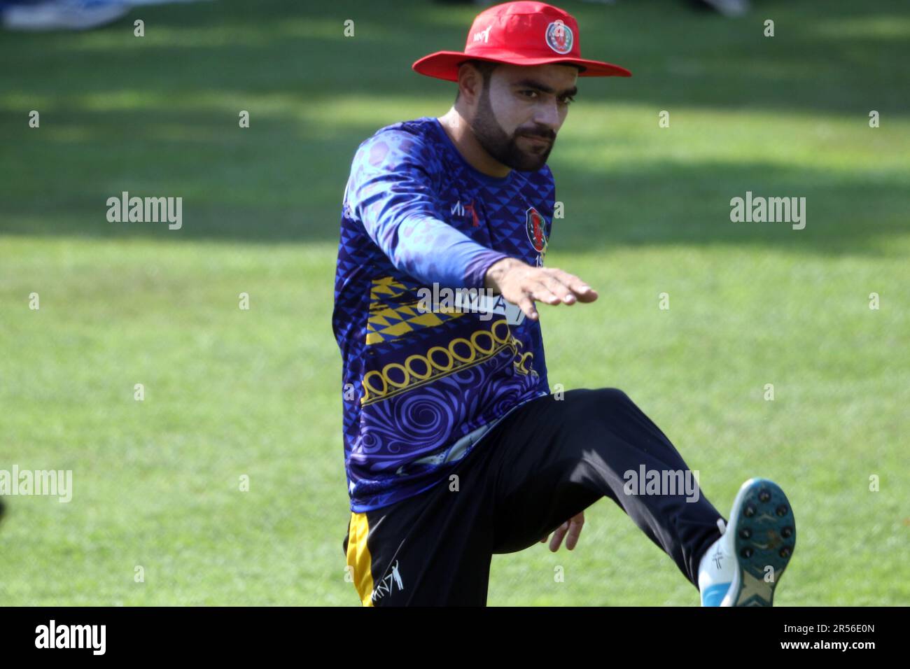 Rashid Khan, Afghanistan star player during Practice session at Shere
