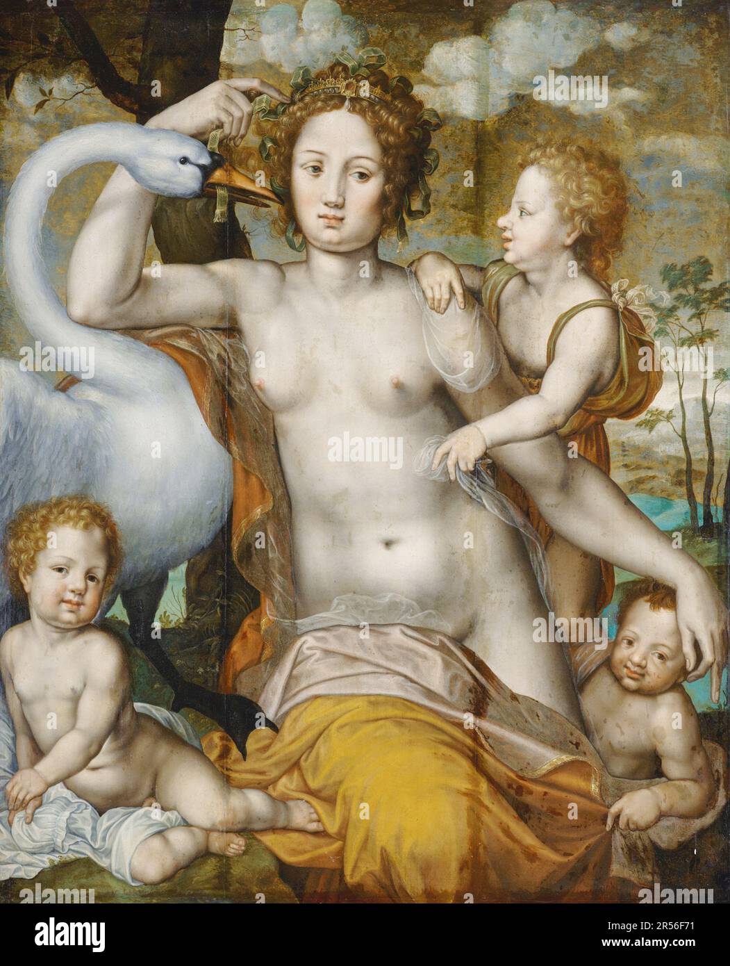 Vincent Sellaer - Leda and the Swan - 1500's Stock Photo