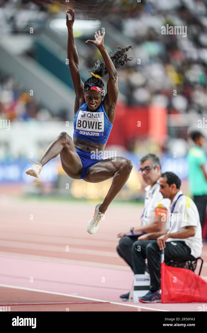 Tori Bowie in the long jump at the Doha 2019 World Athletics Championships Stock Photo Alamy