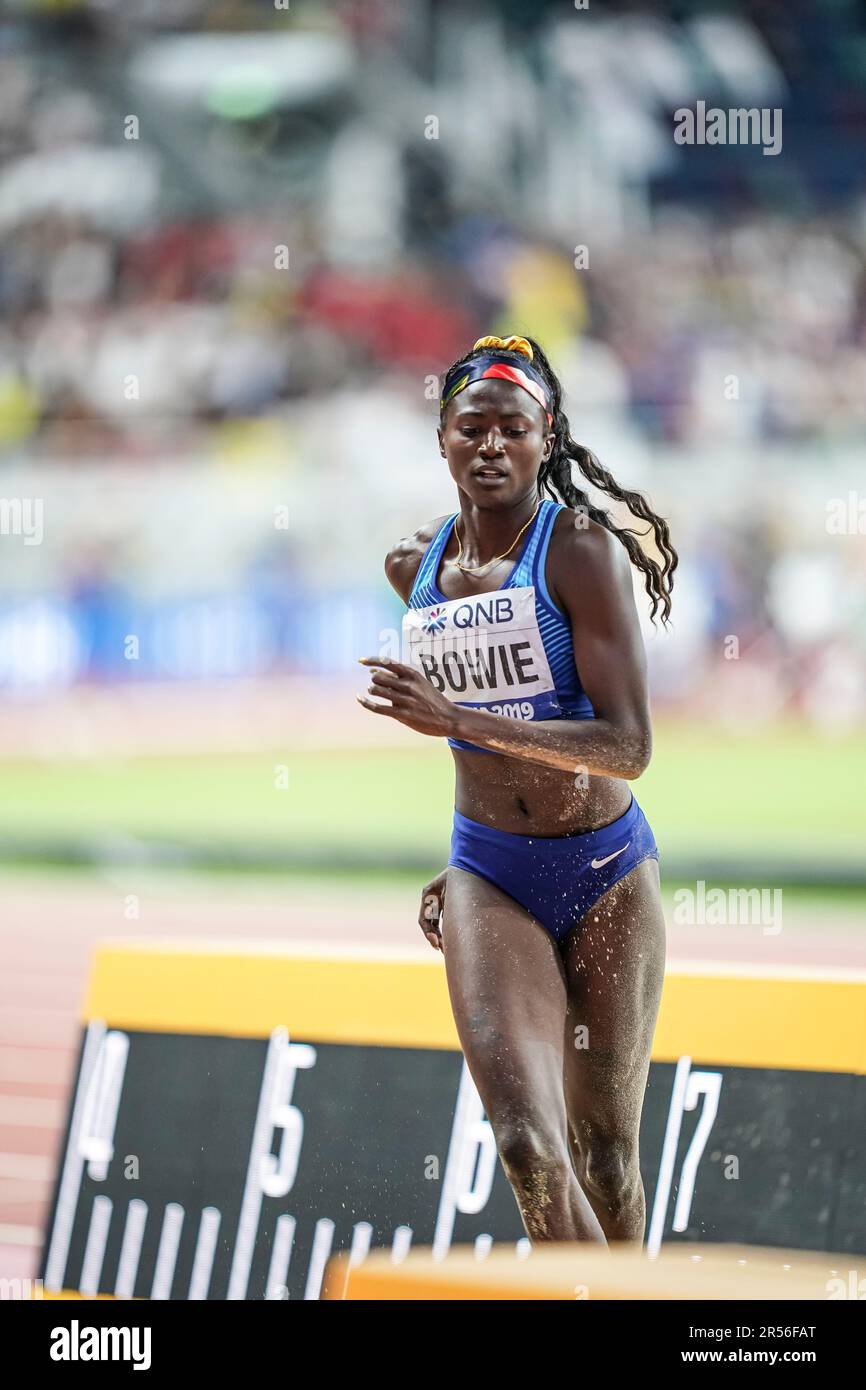 Tori Bowie in the long jump at the Doha 2019 World Athletics Championships Stock Photo Alamy