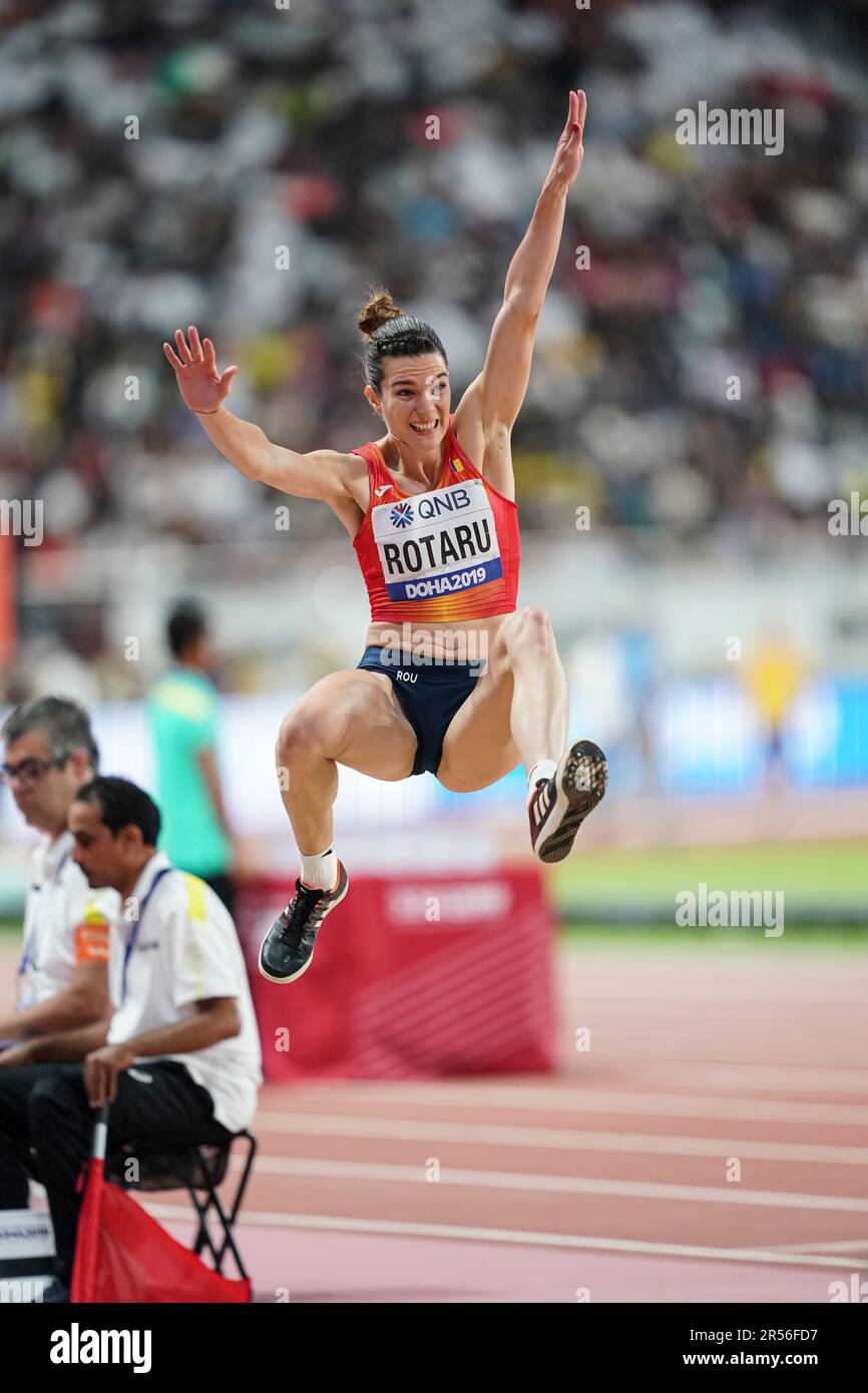 Alina Rotaru in the long jump at the Doha 2019 World Athletics ...