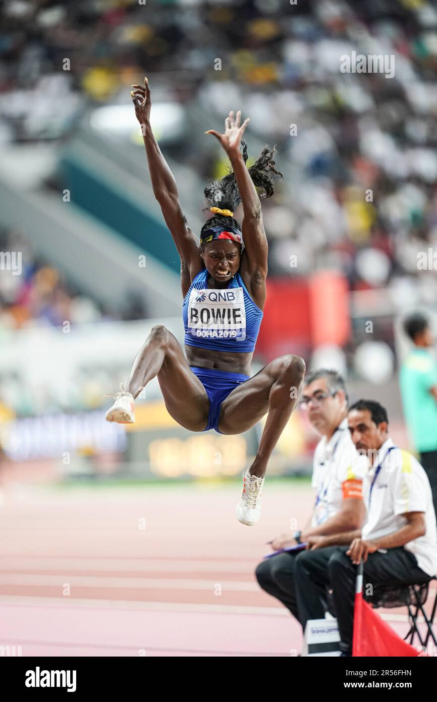 Tori Bowie in the long jump at the Doha 2019 World Athletics Championships Stock Photo Alamy