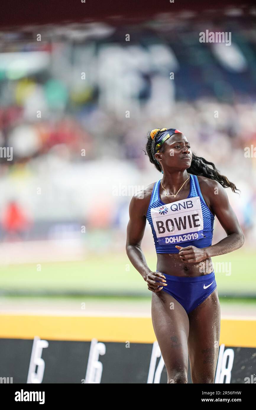Tori Bowie in the long jump at the Doha 2019 World Athletics Championships Stock Photo Alamy