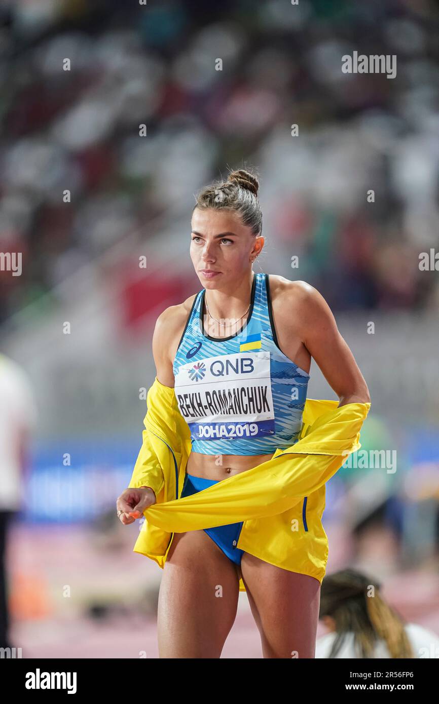 Maryna Bekh-Romanchuk in the long jump at the Doha 2019 World Athletics