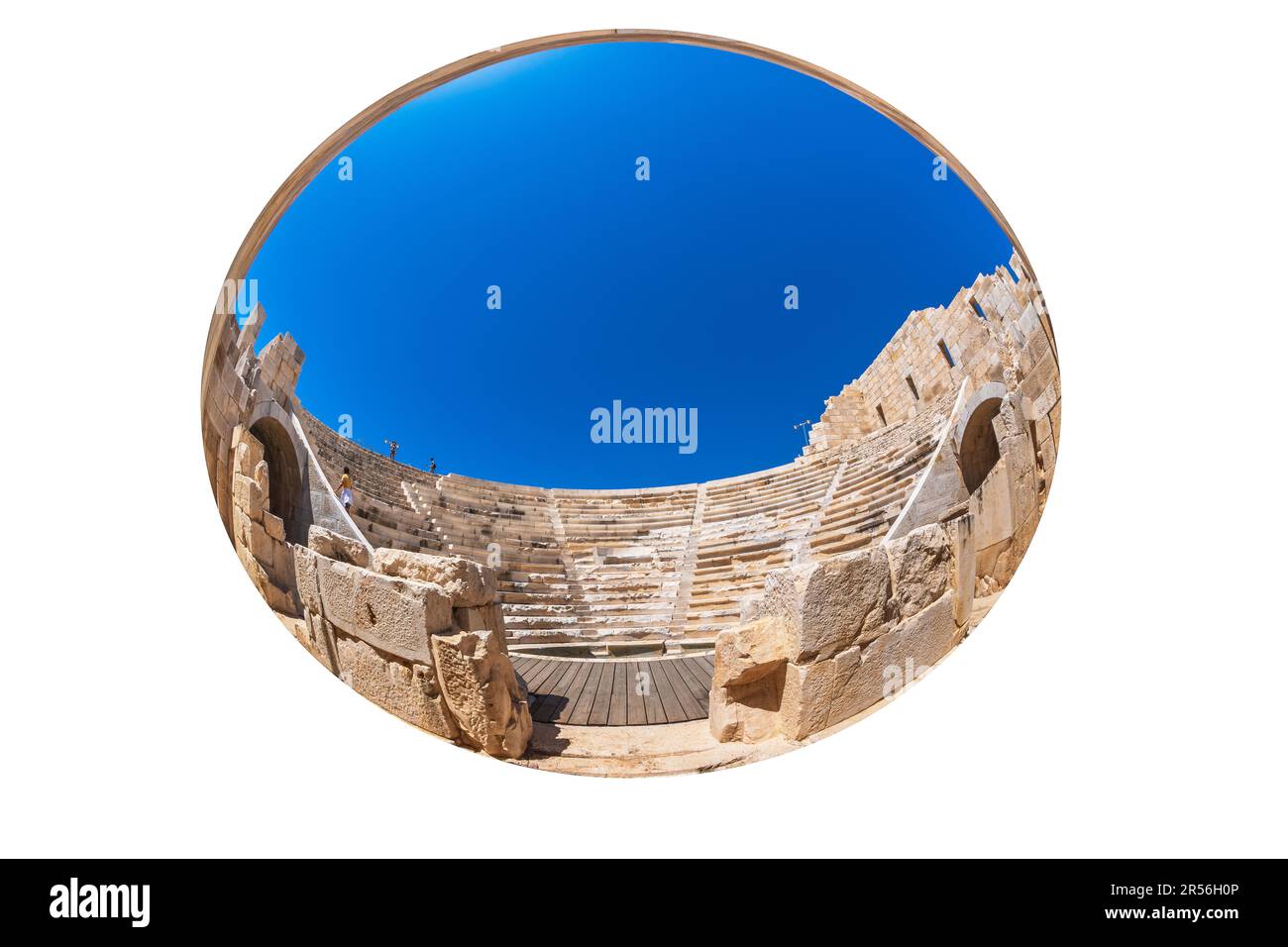 Ruins of Patara, an ancient Lycian city near Kalkan in Antalya Province, Turkey.  Fish eye concept. Stock Photo