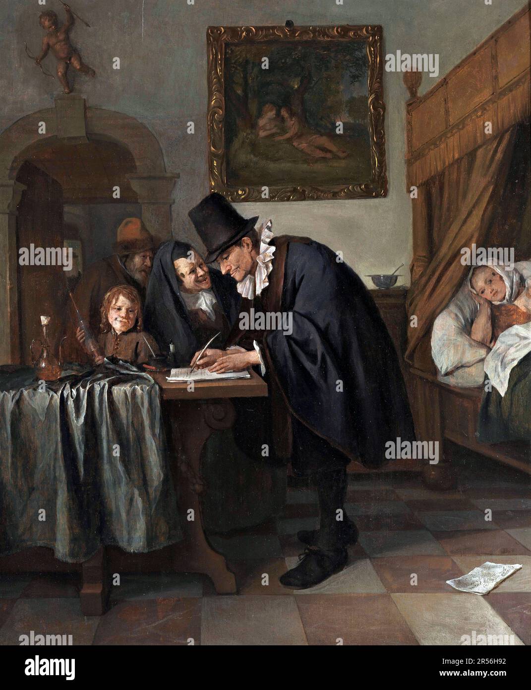Jan Steen. The Doctor's Visit by the Dutch Golden Age artist, Jan Havickszoon Steen (c. 1626-1679), oil on panel, c. 1665 Stock Photo