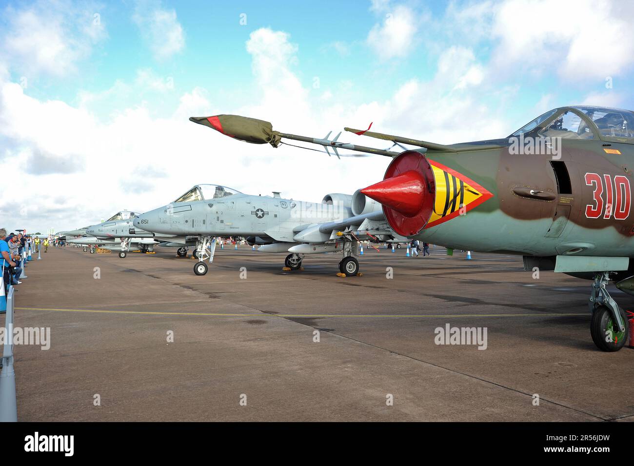 Polish Air Force Su-22 next to USAF A-10's at RIAT, 2015. Stock Photo