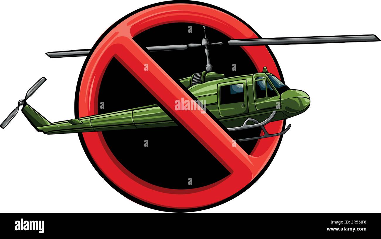 vector illustration of Prohibition sign for all Helicopters. Stock Vector