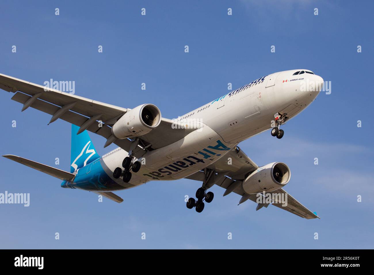 Air Transat Airbus 330 Landing at Toronto Pearson Airport Runway 06L Stock Photo