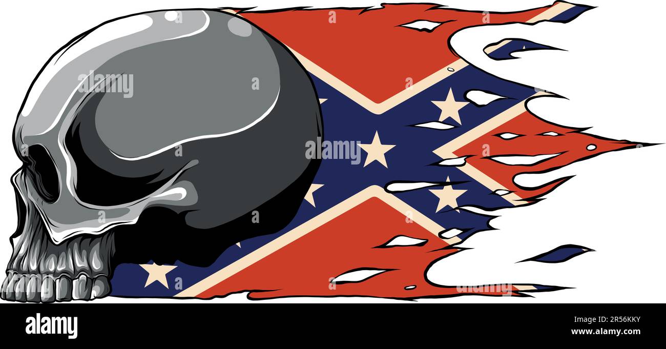 Human skull with Confederation flag isolated on white background Stock