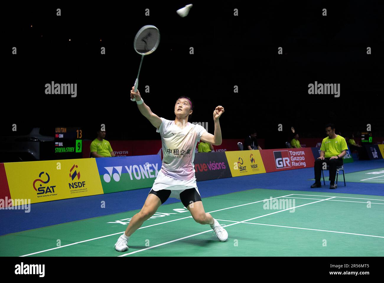 Bangkok, Thailand. 01st June, 2023. Hsu Wen Chi of Chinese Taipei plays  against An Se Young of South Korea during the Badminton Women's single in  the Thailand Open 2023 at Huamark indoor
