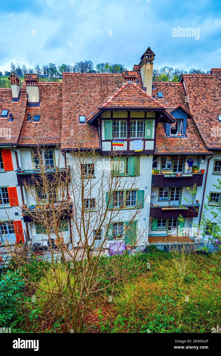Old residential houses in Matte district of Bern, Switzerland Stock ...