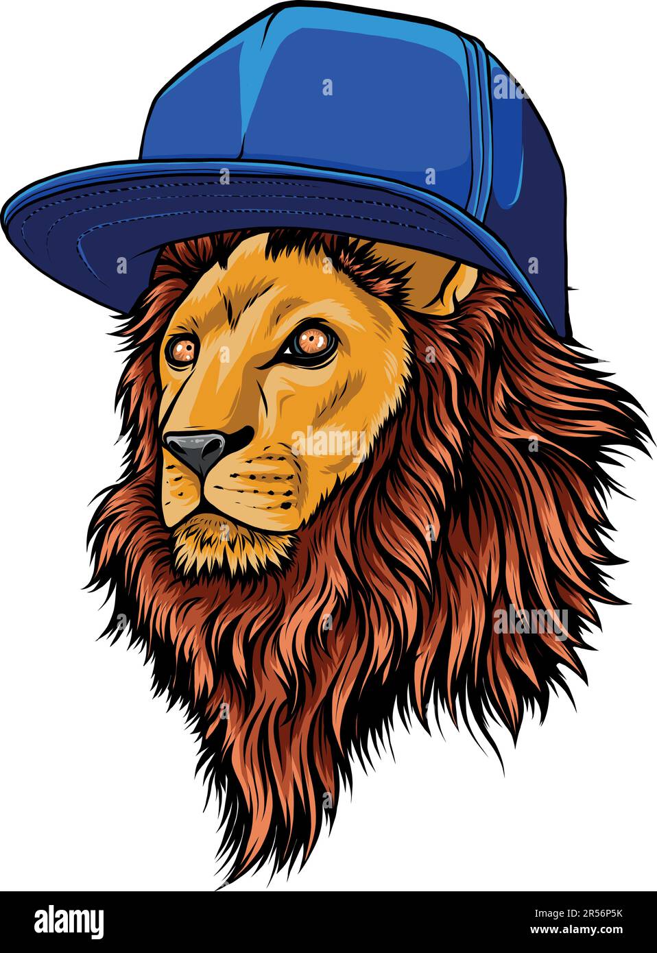 lion head with hat vector illustration design on white background ...