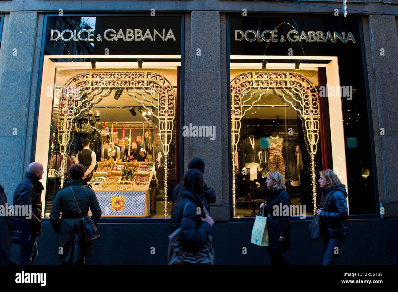 Dolce e Gabbana shop. Via Montenapoleone. Christmas time. Milan. Italy Stock Photo