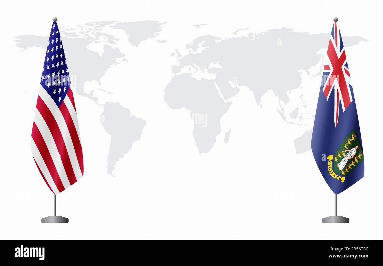 United States and British Virgin Islands flags for official meeting