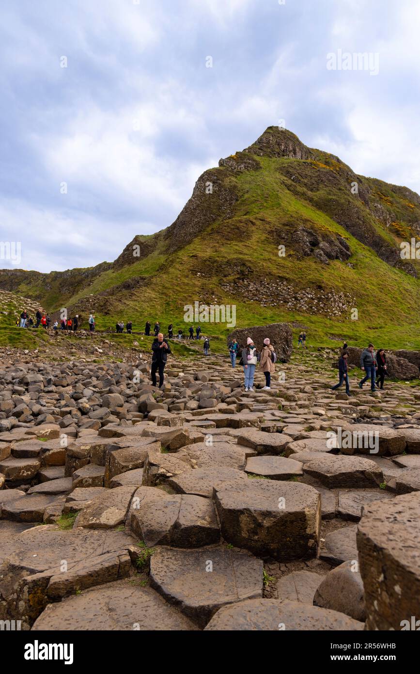 The imposing Giant's Causeway, Bushmills, County Antrim, Northern Ireland, a famous UNESCO World Heritage Site. Stock Photo