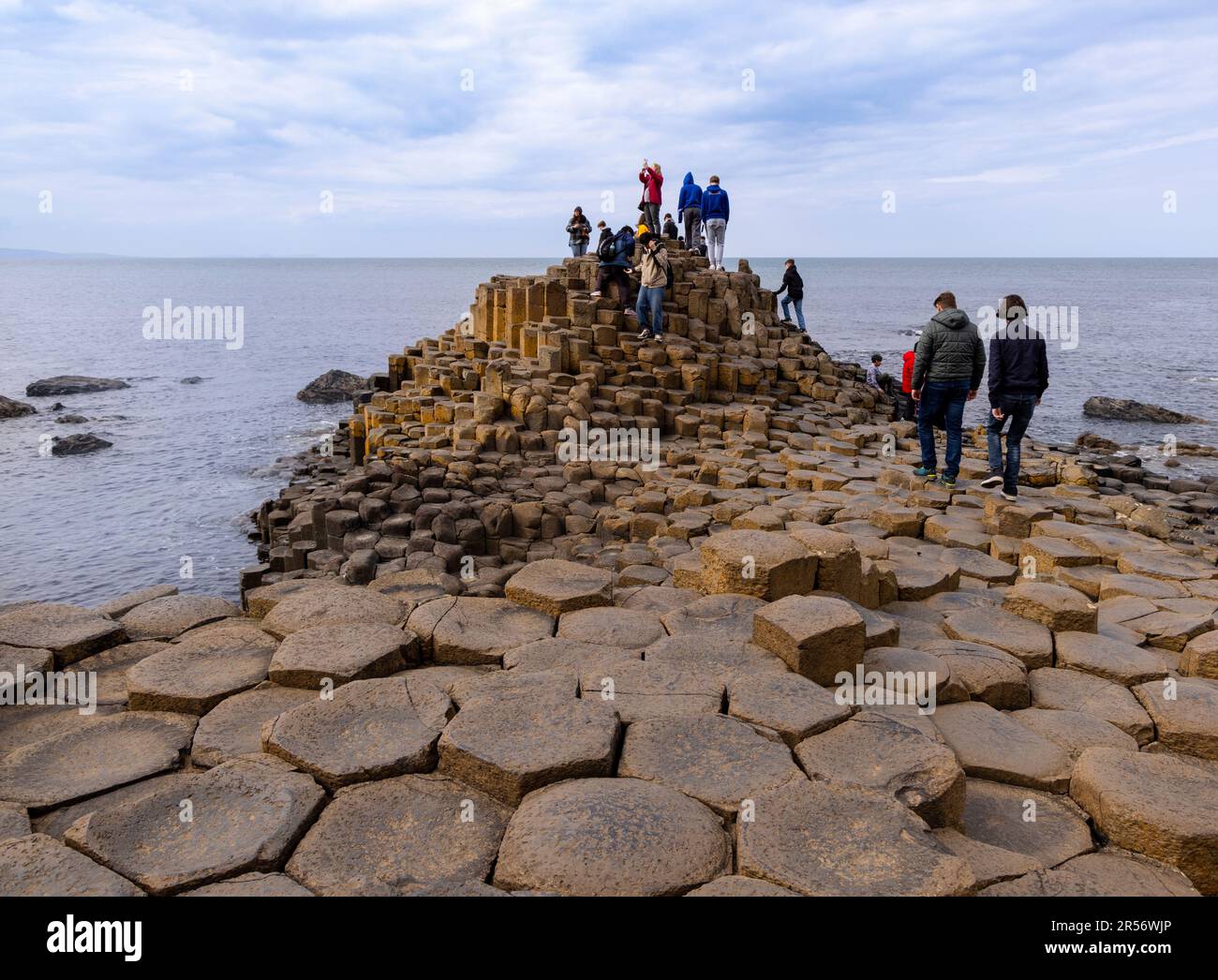 The Giant's Causeway, Bushmills, County Antrim, Northern Ireland, a famous UNESCO World Heritage Site. Stock Photo