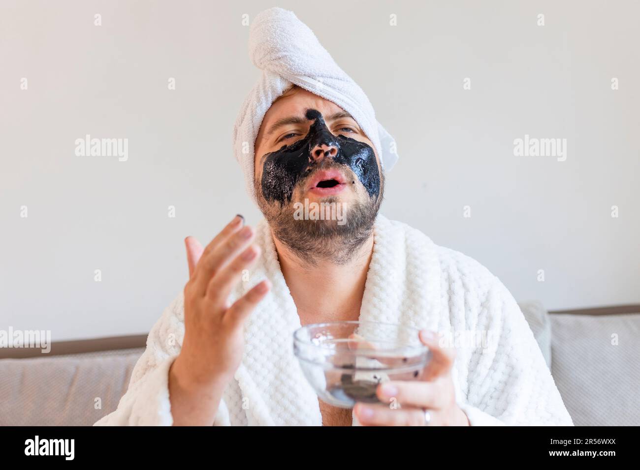 Funny bearded man applying black hi-res stock photography and images ...