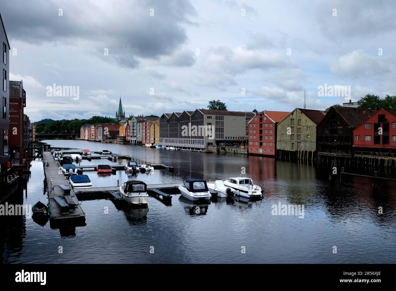 Buildings along the River Nid in Trondheim Norway Stock Photo