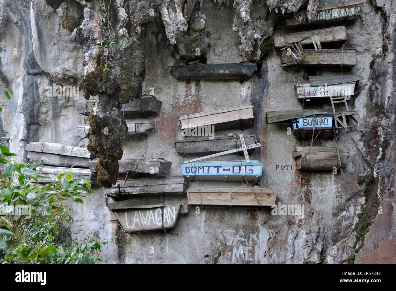 Philippines. Sagada. hanging coffins Stock Photo
