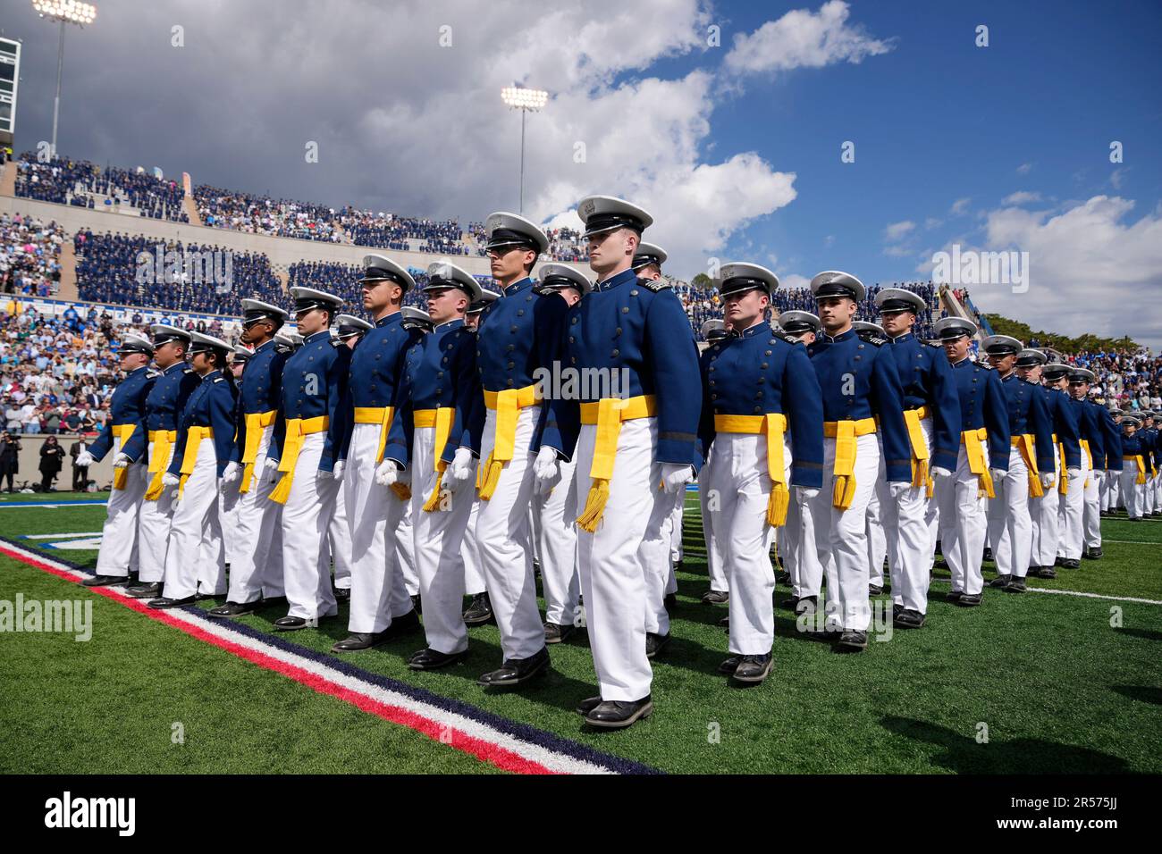 Cadets walk into position during the 2023 United States Air Force