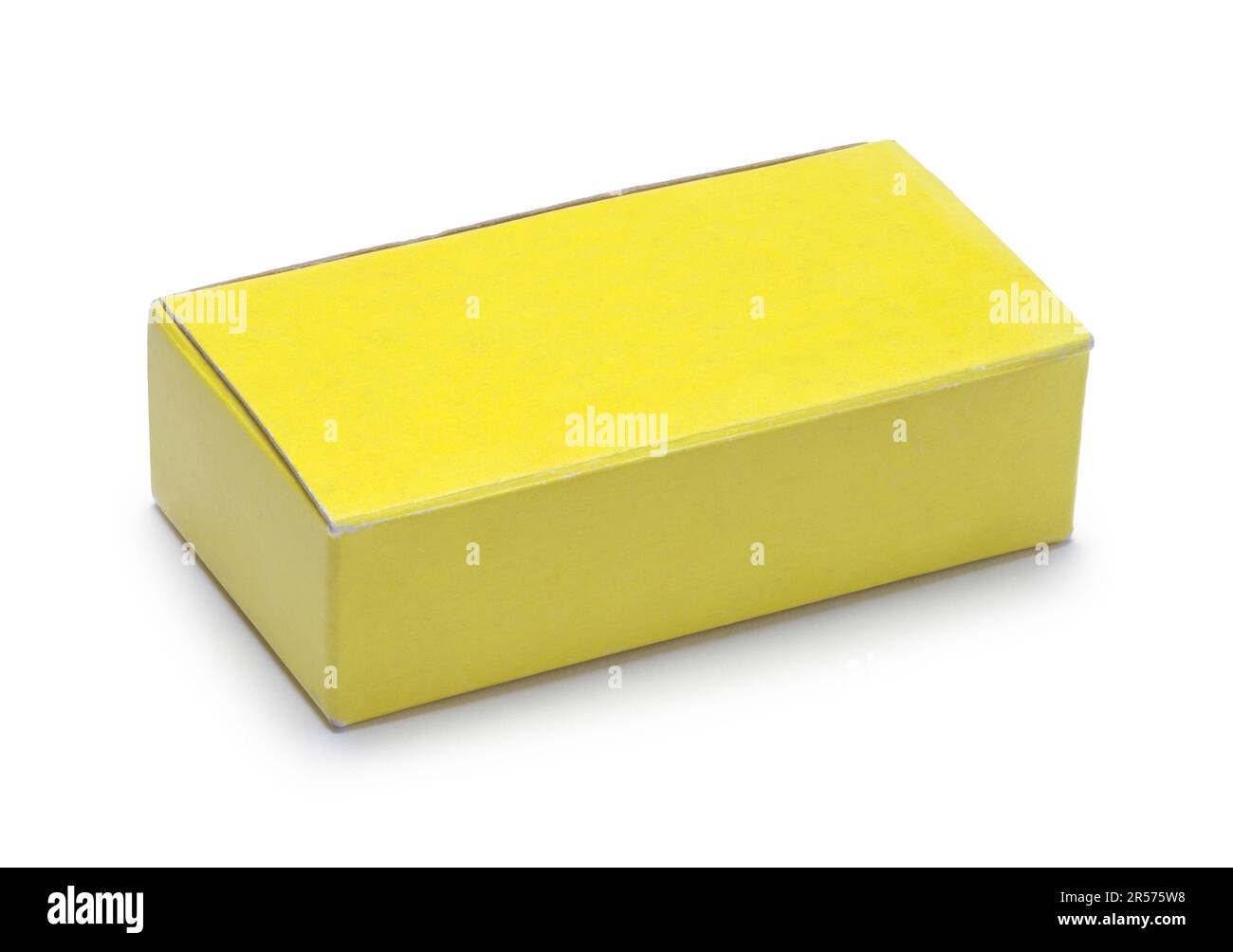 Small Rectangle Yellow  Cut Out on White. Stock Photo