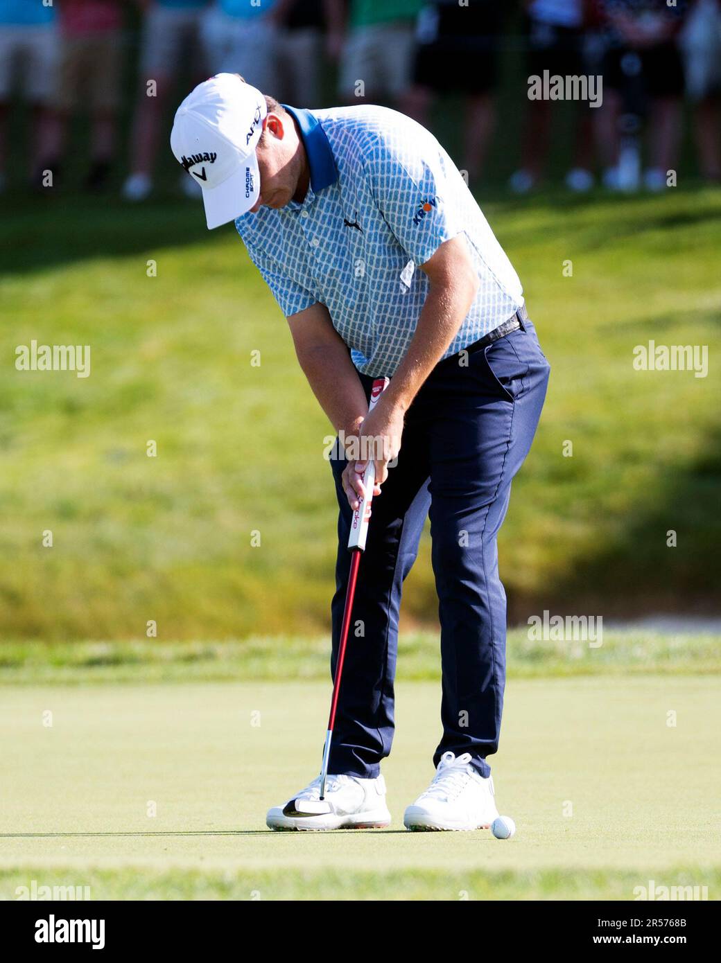 Dublin, Ohio, USA. 1st June, 2023. Emiliano Grillo (ARG) putts the 14th