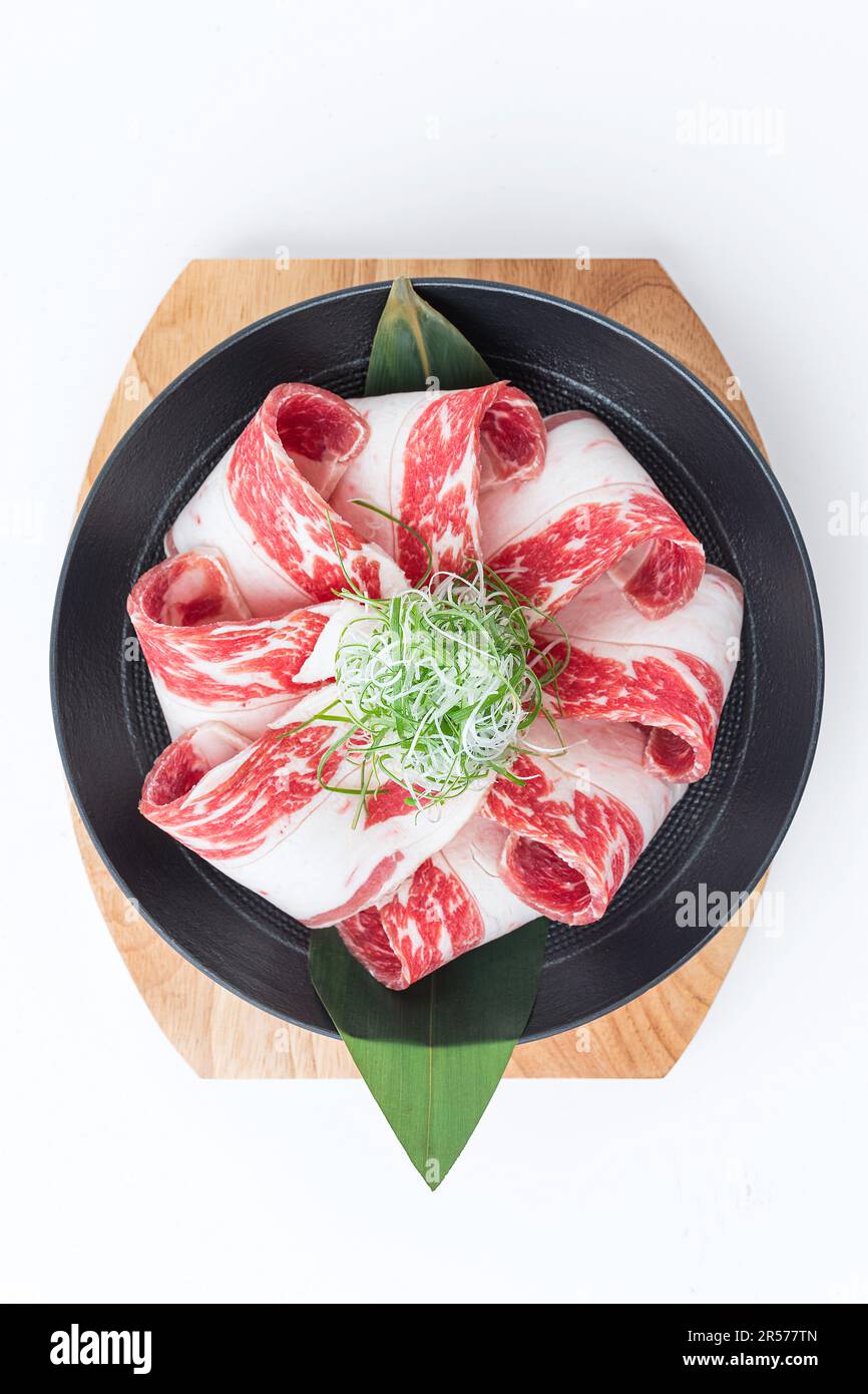 Thick Cut Beef Belly for Japanese bbq or Korea bbq Stock Photo