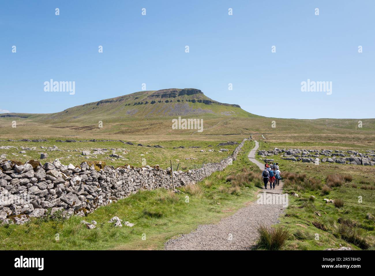 Walkers on the Footpath too PenyGhent, one of the three peaks in Yorkshire Stock Photo Alamy