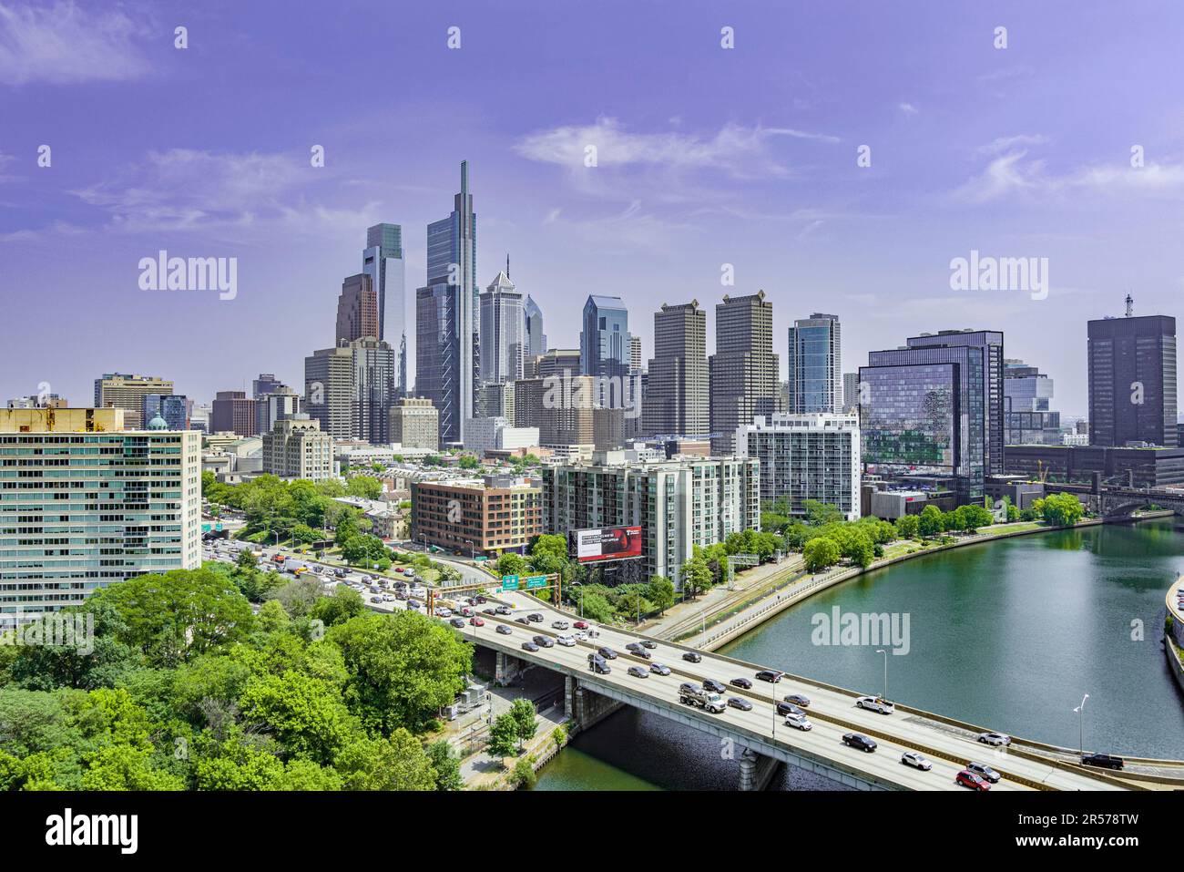 Aerial view of Philadelphia Pennsylvania USA skyline Stock Photo