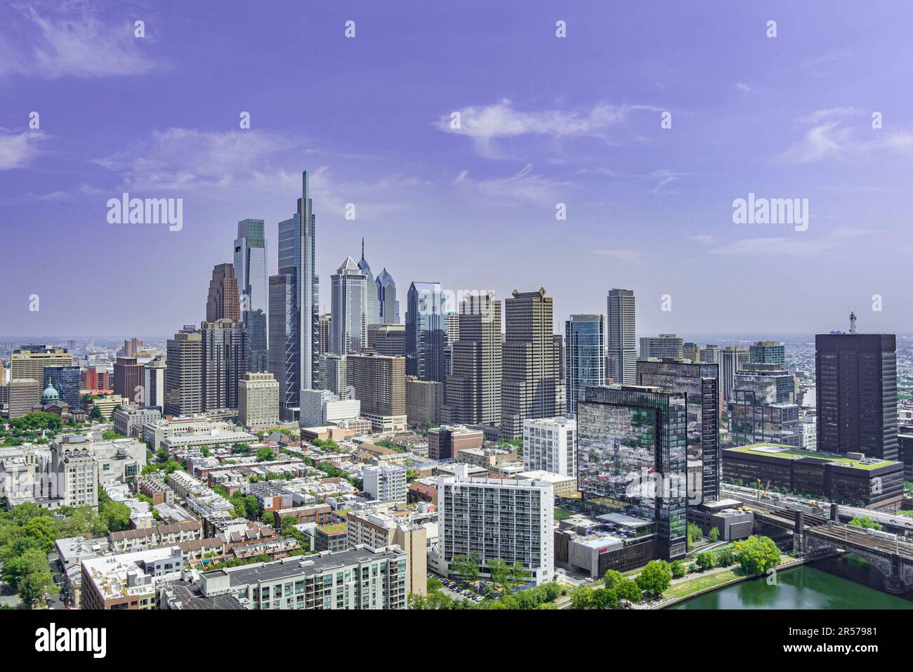 Aerial view of Philadelphia Pennsylvania USA skyline Stock Photo