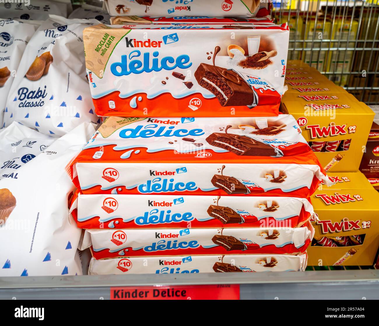 Italy may 31, 2023 Kinder Delice snacks in 10piece recyclable paper