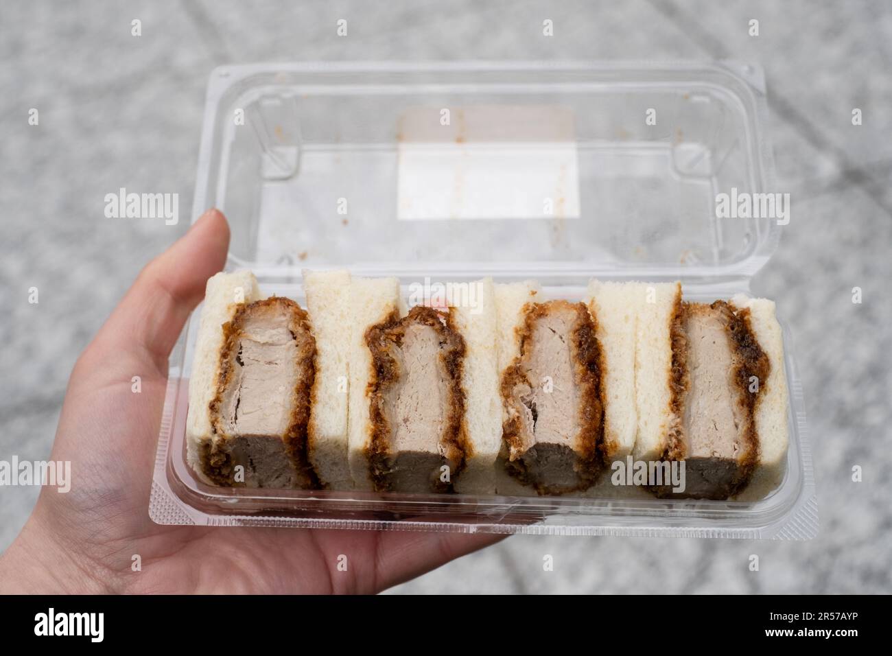 Pork cutlet fillet sandwich from a convenience store. Stock Photo