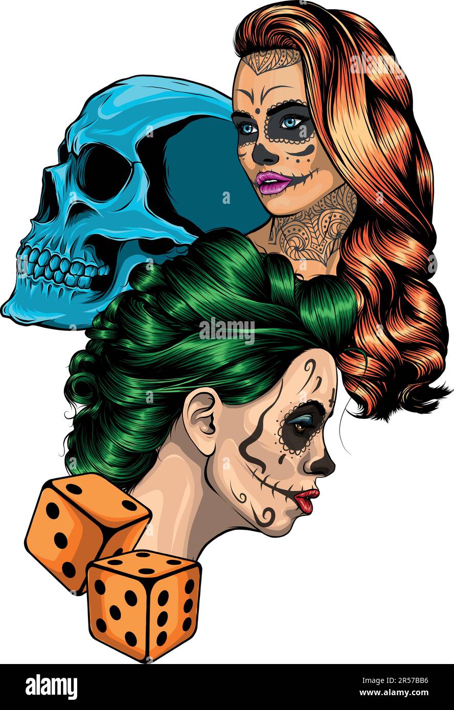 Sugar skull portrait tattoo by superrgeek on DeviantArt